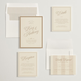 This is a champagne wedding invitations with standard by Ellen Schlegelmilch called rory printing on signature in standard