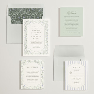 This is a periwinkle wedding invitations with standard by Kristen Smith called delicate vines printing on signature in standard