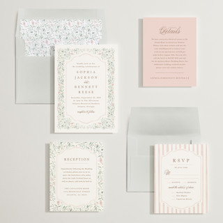 This is a blush wedding invitations with standard by Kristen Smith called delicate vines printing on signature in standard