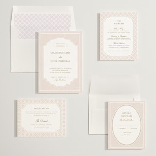 This is a blush wedding invitations with standard by Kelly Schmidt called summer linen printing on signature in standard