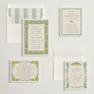 This is a mint wedding invitations with standard by Chris Griffith called amalfi coast wedding printing on signature in standard