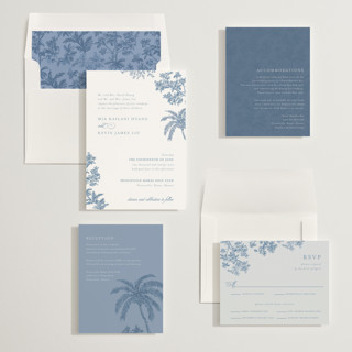This is a sea wedding invitations with standard by Jenna Holcomb called vintage tropics printing on signature in standard