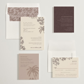 This is a espresso wedding invitations with standard by Jenna Holcomb called vintage tropics printing on signature in standard
