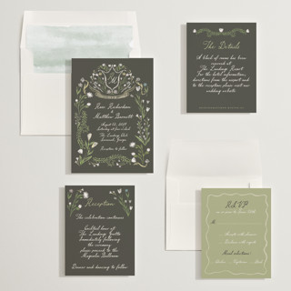 This is a forest wedding invitations with standard by Maja Cunningham called chantilly printing on signature in standard