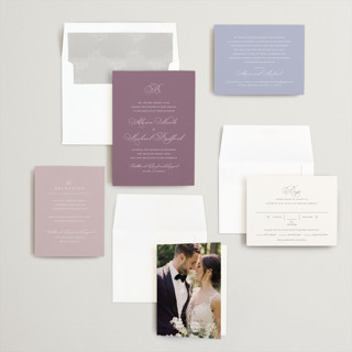 This is a lavender breeze wedding invitations with standard by Jennifer Postorino called initial printing on signature in standard