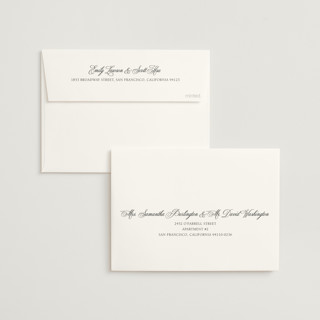 This is a pale smoke wedding invitations with standard by Design Lotus called legacy printing on signature in standard