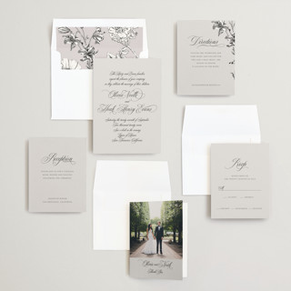 This is a pale smoke wedding invitations with standard by Design Lotus called legacy printing on signature in standard