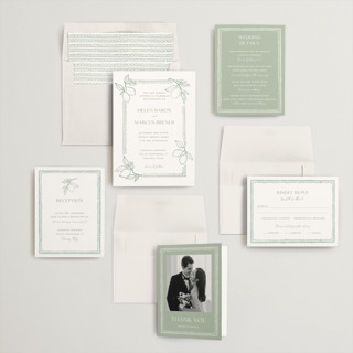 This is a sage wedding invitations with standard by Pati Cascino called mediterraneo printing on signature in standard