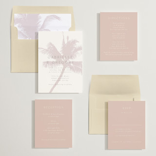 This is a blush wedding invitations with standard by AK Graphics called palm printing on signature in standard