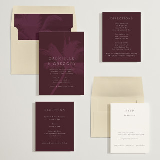 This is a cabernet wedding invitations with standard by AK Graphics called palm printing on signature in standard