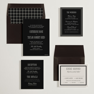 This is a midnight wedding invitations with standard by Kelly Schmidt called formal minimalist printing on signature in standard