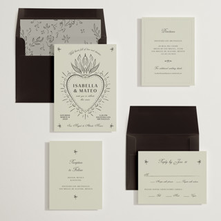 This is a agave wedding invitations with standard by Ani Somi called milagro printing on signature in standard