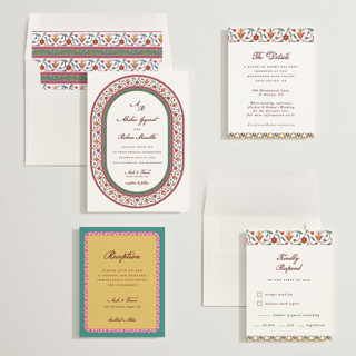 This is a porcelain wedding invitations with standard by Sherley Ferreira called mughal gardens printing on signature in standard