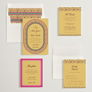 This is a mimosa wedding invitations with standard by Sherley Ferreira called mughal gardens printing on signature in standard