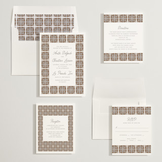 This is a earth wedding invitations with standard by Katharine Watson called block print tile printing on signature in standard