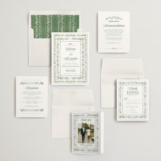 This is a wisteria wedding invitations with standard by Jenna Holcomb called vintage sketched printing on signature in standard