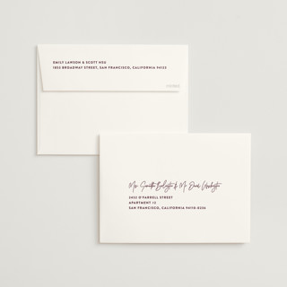 This is a cabernet wedding invitations with standard by JoAnn Jinks called signed printing on signature in standard