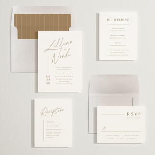 This is a champagne wedding invitations with standard by Carolyn MacLaren called modern aligned printing on signature in standard