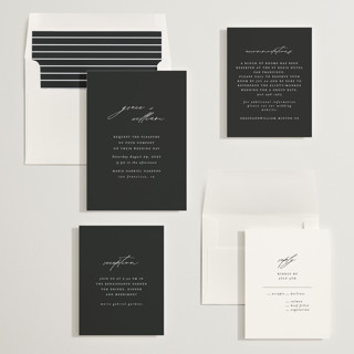 This is a onyx wedding invitations with standard by Angela Thompson called delicate script printing on signature in standard