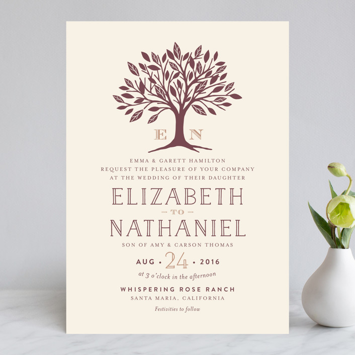 Enchanted Wedding Invitations By Griffinbell Paper Co Minted Enchanted Monogrammed Rustic Wedding Invitations In Bark By Griffinbell Paper Co