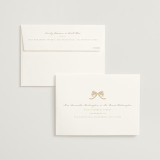 This is a latte wedding invitations with standard by Leah Bisch called bow frame printing on signature in standard