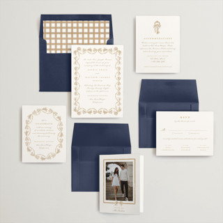 This is a latte wedding invitations with standard by Leah Bisch called bow frame printing on signature in standard