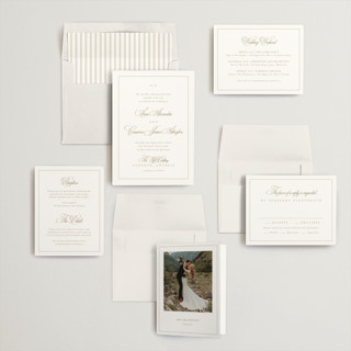 This is a golden wedding invitations with standard by Kelly Schmidt called greenwood printing on signature in standard