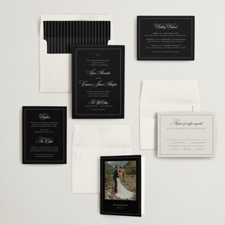 This is a midnight wedding invitations with standard by Kelly Schmidt called greenwood printing on signature in standard