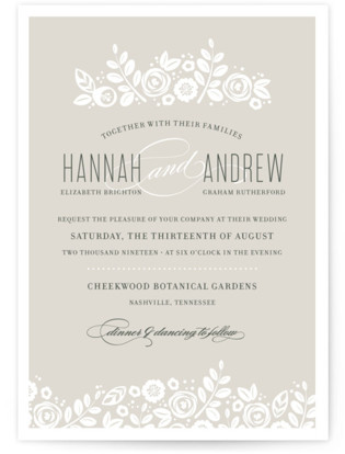 This is a beige wedding invitation by Jessica Williams called White Shadows with standard printing on signature in standard.