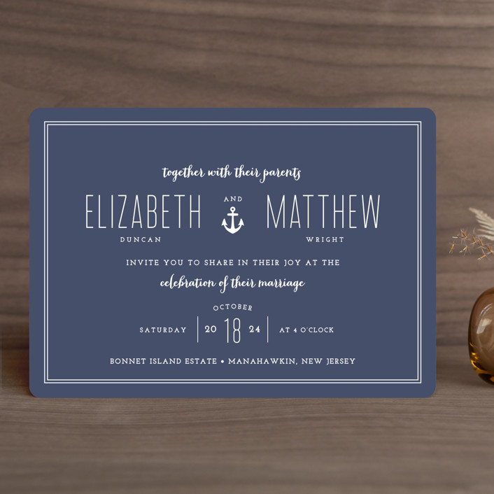 Down By The Sea Wedding Invitations Sandra Picco Design Minted Down By The Sea Preppy Wedding Invitations In Marine Sandra Picco Design