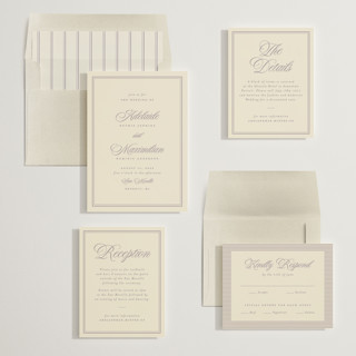 This is a mauve wedding invitations with standard by Ellen Schlegelmilch called museo printing on signature in standard