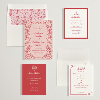 This is a brick wedding invitations with standard by Julia Liverton called love in bloom printing on signature in standard