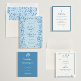This is a ocean wedding invitations with standard by Julia Liverton called love in bloom printing on signature in standard