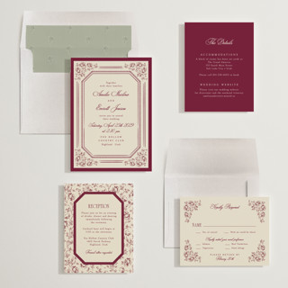 This is a plum wedding invitations with standard by Robert and Stella called constance printing on signature in standard