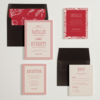 This is a cranberry wedding invitations with standard by Pixel and Hank called linea printing on signature in standard