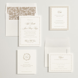 This is a wheat wedding invitations with standard by Design Lotus called amalfi blue printing on signature in standard