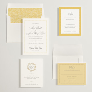 This is a butter wedding invitations with standard by Design Lotus called amalfi blue printing on signature in standard