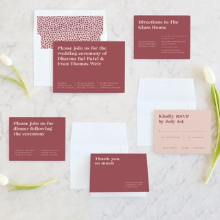 This is a rust wedding invitations with standard by Melissa Egan of Pistols called headline printing on signature in standard