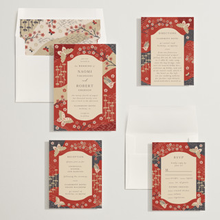 This is a rose wedding invitations with standard by Jennifer Holbrook called japanese textile printing on signature in standard