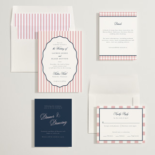 This is a navy peony wedding invitations with standard by Emily Betts called curved frame printing on signature in standard