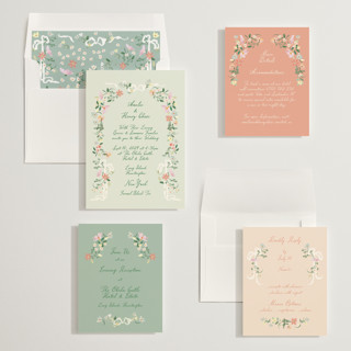 This is a spring wedding invitations with standard by Phrosné Barwood called spring draped garland printing on signature in standard