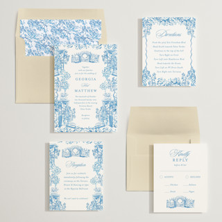 This is a wedgewood wedding invitations with standard by Becky Nimoy called gates and pillars printing on signature in standard