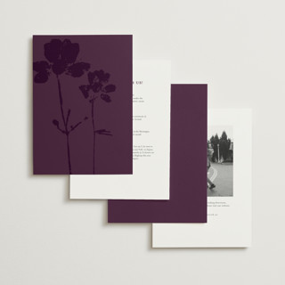This is a violet wedding invitations with standard by Morgan Kendall called bloom printing on signature in standard