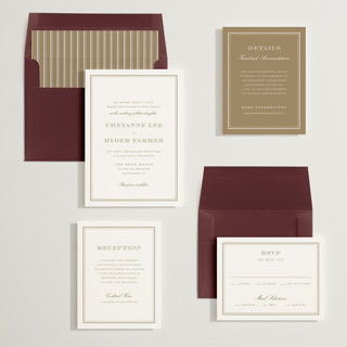 This is a brass wedding invitations with standard by Stacey Meacham called engraved names printing on signature in standard