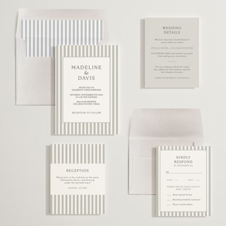 This is a slate wedding invitations with standard by First Rodeo Design called classic stripe printing on signature in standard