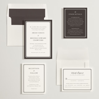 This is a espresso wedding invitations with standard by Jennifer Postorino called ariah printing on signature in standard