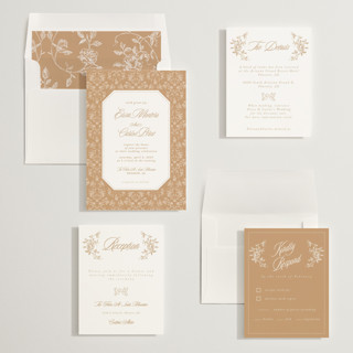 This is a caramel wedding invitations with standard by Sherley Ferreira called vintage garden printing on signature in standard