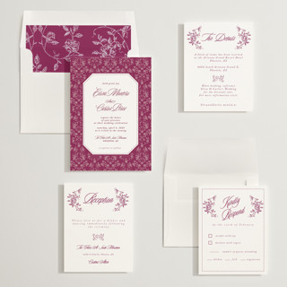 This is a mulberry wedding invitations with standard by Sherley Ferreira called vintage garden printing on signature in standard