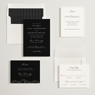 This is a night wedding invitations with standard by Sarah Brown called mountainview printing on signature in standard