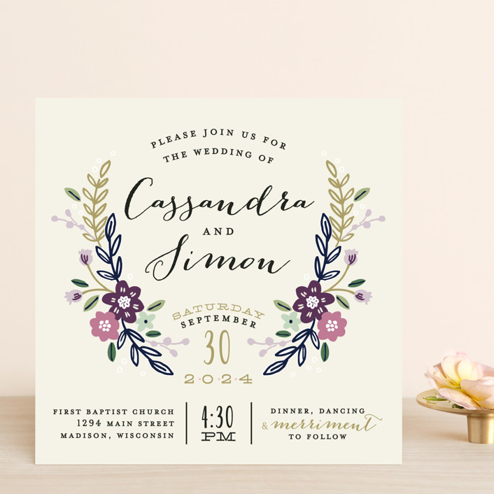 Wildflower Crest Wedding Invitations by Alethea and Ruth Minted